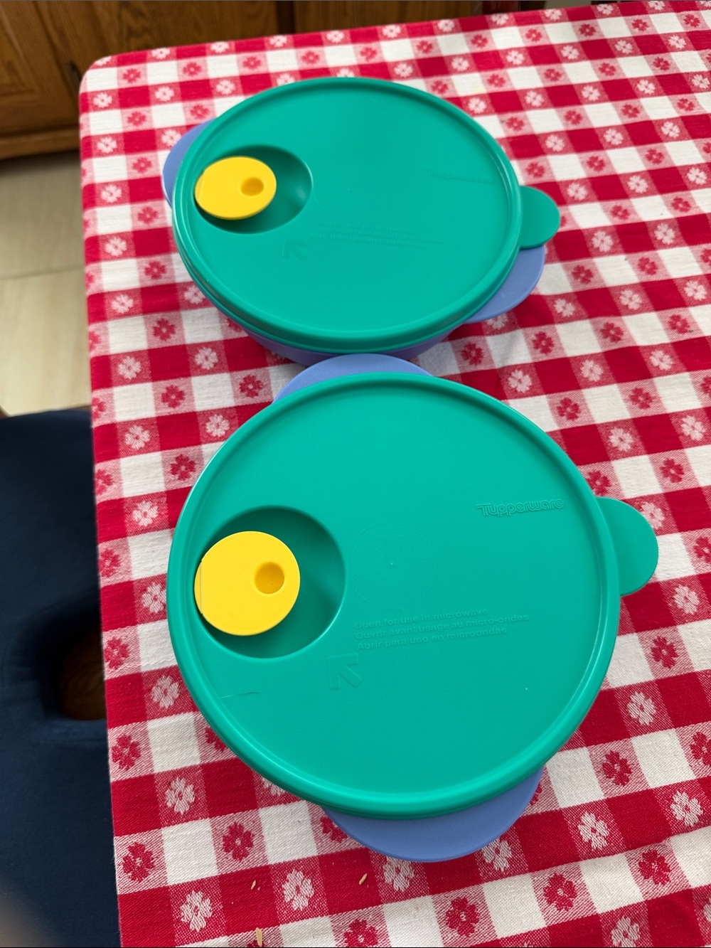 Tupperware Teal and Yellow and color microwaveable 6” - Set of 2